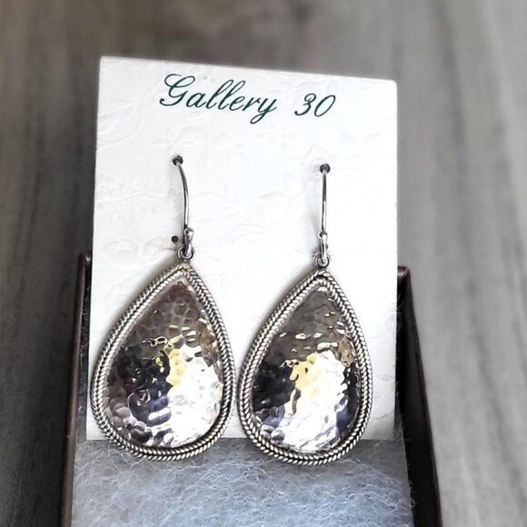 Silver Teardrop Hook Earrings - Picture 1 of 4